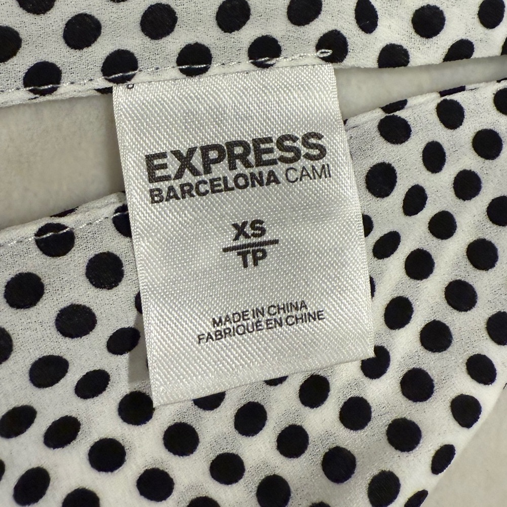 Express Barcelona Cami Size XS White Black Polka Dot Top NWT - Picture 4 of 10